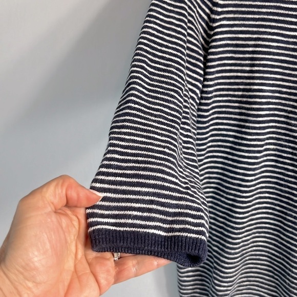 Eileen Fisher Square Neck Strip Organic Linen/Cotton Sweater size S/P - Picture 5 of 8